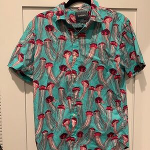 Bonobos Teal and Red Jellyfish Print Shirt